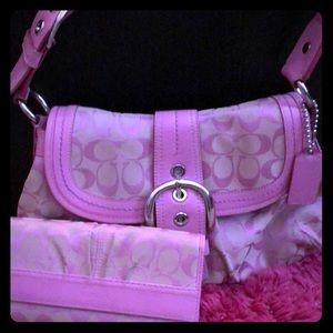 Champagne Pink Coach Purse with Matching Wallet